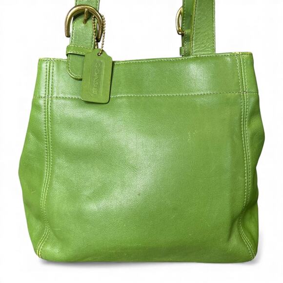 VTG Coach SoHo Buckle Bag 4157 Leaf Green Leather Shoulder Tote USA 1997 - Picture 9 of 16
